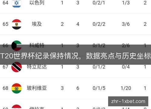 T20世界杯纪录保持情况,数据亮点与历史坐标 T20世界杯纪录保持情况,数据亮点与历史坐标